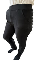 Ladies Fur Lined Thermal Leggings Womens Warm Winter Pants Stretch Skinny Leg - M/L
