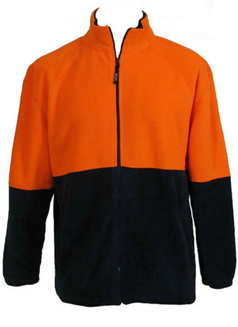Hi Vis Polar Fleece Full Zip Safety Workwear Fleecy Jacket Unisex - Orange - XXL