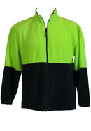 HI VIS POLAR FLEECE Jumper Full Zip Safety Workwear Fleecy Jacket Unisex - Yellow - S