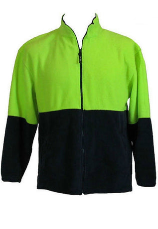 Hi Vis Polar Fleece Full Zip Safety Workwear Fleecy Jacket Unisex - Yellow - XL