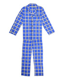 Mens Flannelette Pyjama Set Sleepwear Soft 100% Cotton PJs Two Piece Pajamas - Blue - 3XL