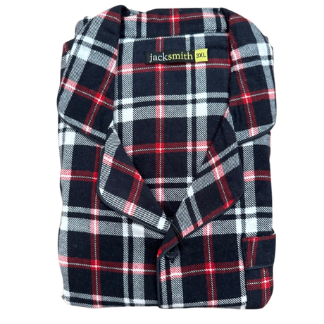 Mens Plus Size Flannelette Pyjamas 100% Cotton PJs Set Top Pants in Red Check - 4XL
