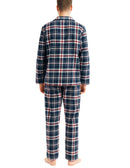 Mens Flannelette Pyjama Set Sleepwear Soft 100% Cotton PJs Two Piece - Navy/Red Check - M