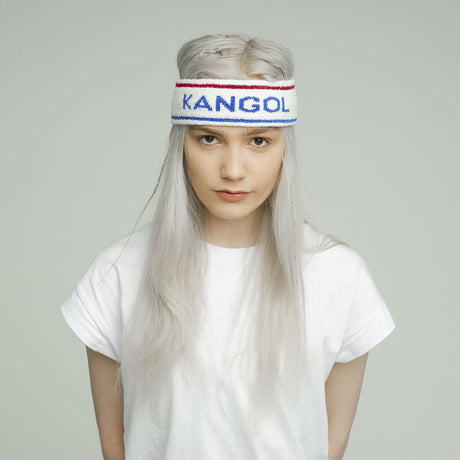 Kangol Bermuda Stripe Headband Stretch Sweatband - White/Ciano - One Size