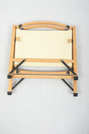 Bamboo Canvas Foldable Outdoor Camping Chair Wooden Travel Picnic Park - Khaki/Beige