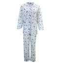 Womens PYJAMAS PJs Set Pajamas Ladies Cotton PJ Womens Long Sleeve Sleepwear - Blue - 22