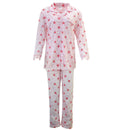 Womens PYJAMAS PJs Set Pajamas Ladies Cotton PJ Womens Long Sleeve Sleepwear - Pink - 12