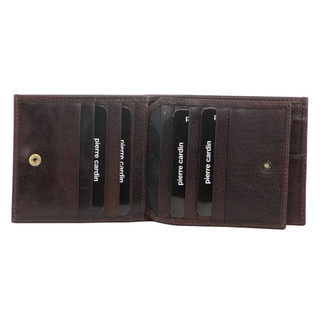 Pierre Cardin Mens Leather Tri Fold Wallet w/ RFID Protection - Brown