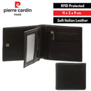 Pierre Cardin Mens Leather Tri Fold Wallet w/ RFID Protection - Brown