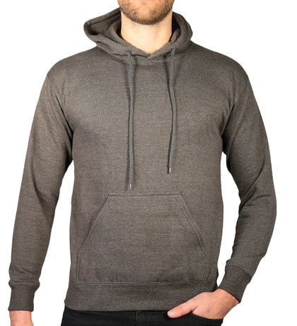 Mens 100% Cotton Fleece Hoodie Jumper Pullover Sweater Warm Sweatshirt - Charcoal Grey L