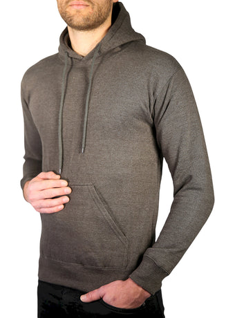 Mens 100% Cotton Fleece Hoodie Jumper Pullover Sweater Warm Sweatshirt - Charcoal Grey L