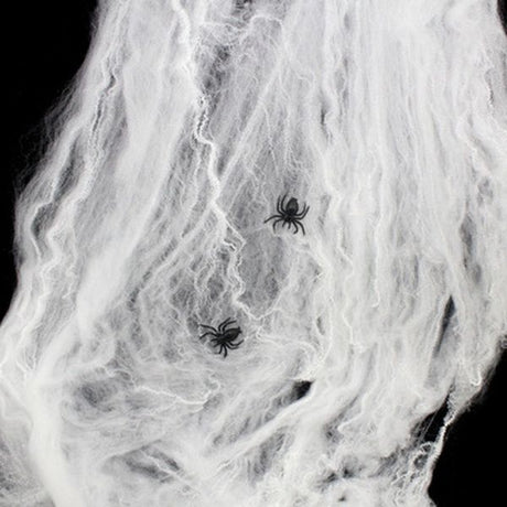 6x HALLOWEEN STRETCHABLE SPIDER WEBS Spooky Decoration with Spiders Party Decor Ghost