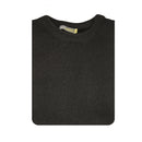 100% SHETLAND WOOL CREW Round Neck Knit JUMPER Pullover Mens Sweater Knitted - Plain Black - 4XL