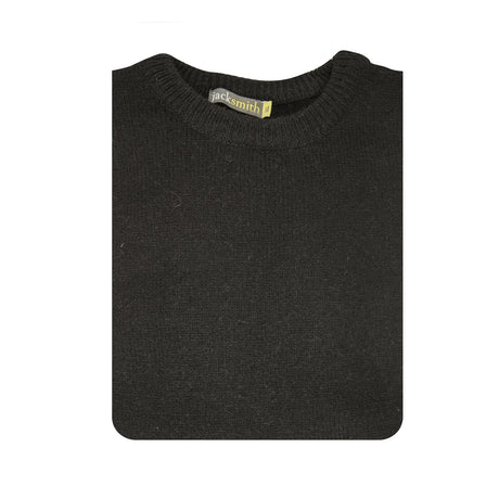 100% SHETLAND WOOL CREW Round Neck Knit JUMPER Pullover Mens Sweater Knitted - Plain Black - S
