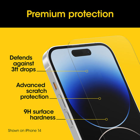 OtterBox Screen Protector Premium Antimicrobial Glass for Apple iPhone 15 Pro Max - 6.7