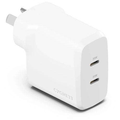 Cygnett PowerPlus 35W Dual Port USB-C Wall Charger - White