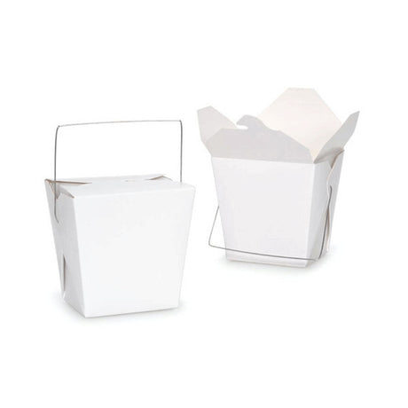 Bulk Packs 50  x 235ML/8oz White Noodle Box Pail With Metal Wire Handle