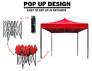 3x3m Pop Up Gazebo Outdoor Tent Folding Marquee Party Camping Market Canopy - red
