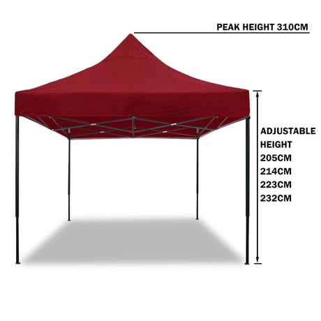 3x3m Pop Up Gazebo Outdoor Tent Folding Marquee Party Camping Market Canopy w/ Side Wall - red