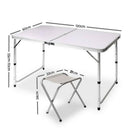 Portable Folding Picnic Camping Set BBQ Party Aluminium Table 4 Foldable Chairs