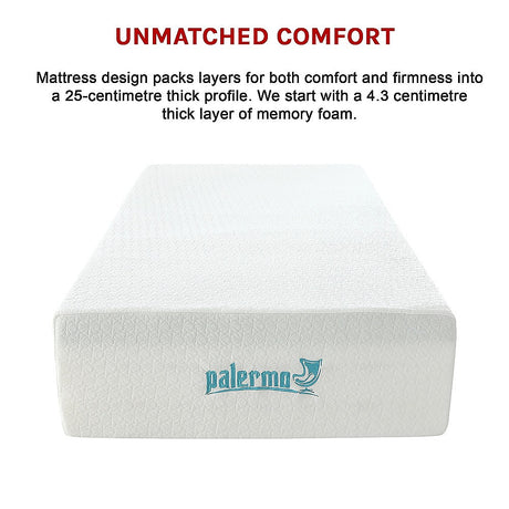 King Single 25cm Gel Memory Foam Mattress – Dual-Layered Comfort with CertiPUR-US® Certified Foam