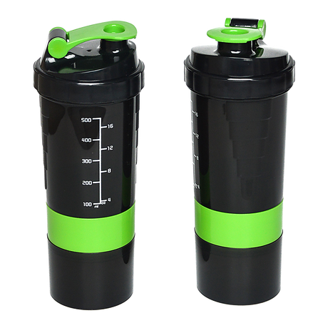 2x Protein Shaker Bottle Set – 3-in-1 Smart Blender Mixer Cup for Gym & Fitness