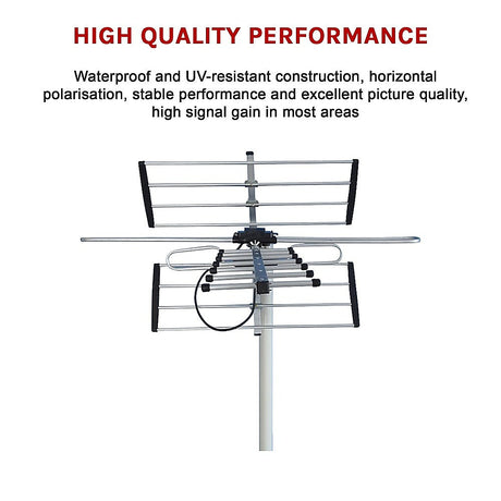 Digital TV Outdoor Antenna Aerial UHF VHF FM Signal Booster HD