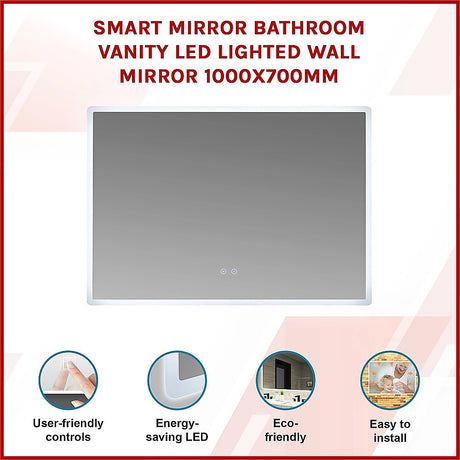 Smart Mirror Bathroom Vanity LED Lighted Wall Mirror 1000x700mm
