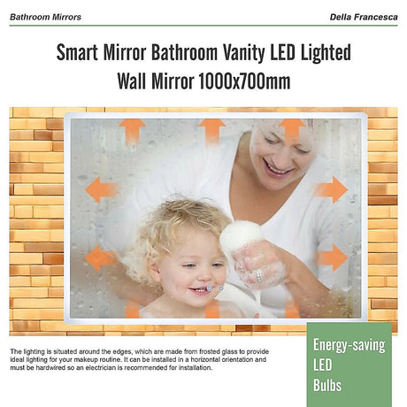 Smart Mirror Bathroom Vanity LED Lighted Wall Mirror 1000x700mm