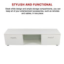 TV Cabinet Entertainment Unit Stand High Gloss Storage Shelf 140cm White