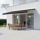 Outdoor Folding Arm Awning Retractable Sunshade Canopy Black 3.0m x 2.5m