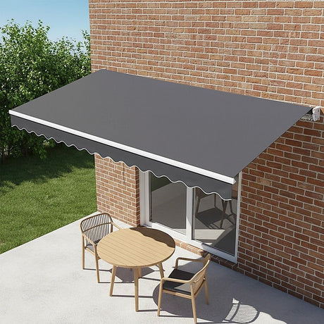Outdoor Folding Arm Awning Retractable Sunshade Canopy Grey 4.0m x 2.5m