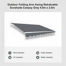 Outdoor Folding Arm Awning Retractable Sunshade Canopy Grey 4.0m x 2.5m
