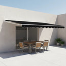 Outdoor Folding Arm Awning Retractable Sunshade Canopy Black 5.0m x 3.0m