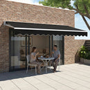Motorised Outdoor Folding Arm Awning Retractable Sunshade Canopy Black 3.0m x 2.5m