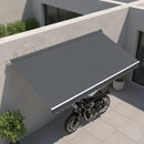 Motorised Outdoor Folding Arm Awning Retractable Sunshade Canopy Grey 4.0m x 3.0m