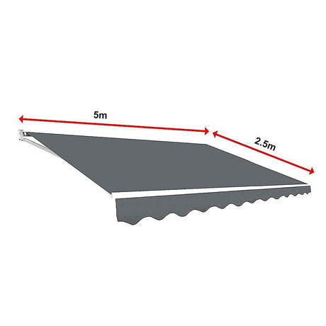 Motorised Outdoor Folding Arm Awning Retractable Sunshade Canopy Grey 5.0m x 2.5m