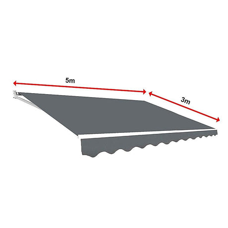 Motorised Outdoor Folding Arm Awning Retractable Sunshade Canopy Grey 5.0m x 3.0m
