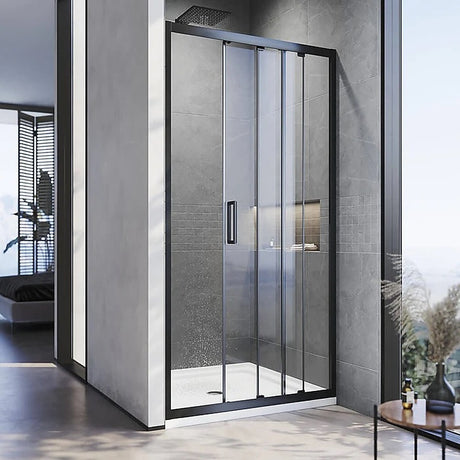 140-150cm Adjustable Wall to Wall Sliding Glass Shower Door in Black