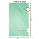 90x70cm Corner Frameless Shower Screen with Gunmetal Brackets and Brass Hinges, Square Knob Handle