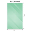 120x70cm Corner Frameless Shower Screen with Gunmetal Brackets and Brass Hinges, Square Knob Handle