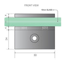 120x70cm Corner Frameless Shower Screen with Gunmetal Brackets and Brass Hinges, Square Knob Handle