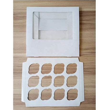 Cupcake Boxes 12-Hole Laminated Clear Window Face Boxes Favour