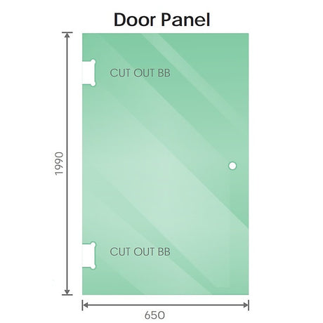 110x90cm Corner Frameless Shower Screen with Gunmetal Brackets and Brass Hinges, Round Handle