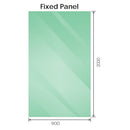 110x90cm Corner Frameless Shower Screen with Gunmetal Brackets and Brass Hinges, Round Handle