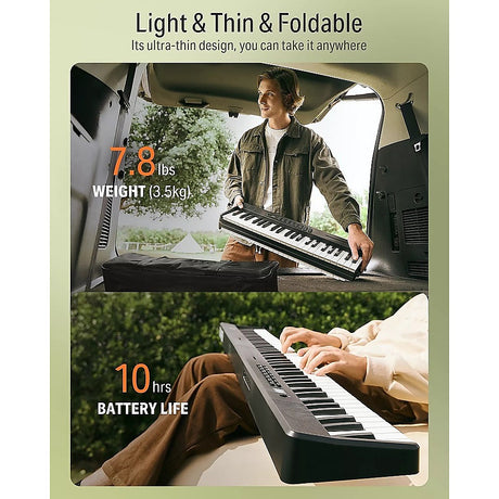 Folding Digital Piano 88 Key Velocity-Sensitive + Carry Case Pedal