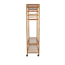 Wooden Clothes Rail with Shelves & Wheels – Open Wardrobe Rack Stand