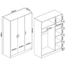 3 Door White Gloss Wardrobe – White Handles, Hanging Rail & Shelves