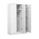 3 Door White Gloss Wardrobe – Gold Handles, Hanging Rail & Shelves