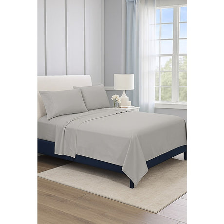 Double Bed Sheet Set – 1800 Series Microfiber, Deep Pocket, Soft & Breathable, Grey